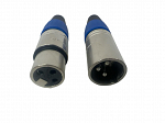 KIT PLUG ROXTONE XLR LINHA MACHO + FEMEA XP3FM - BU - AZUL