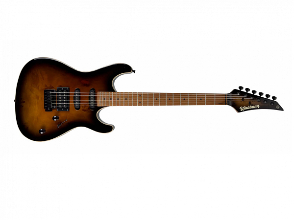 GUITARRA WALDMAN SUPER STRATO WIS160 SBRB SPALTED BROWN BURST FOSCO C/ BAG