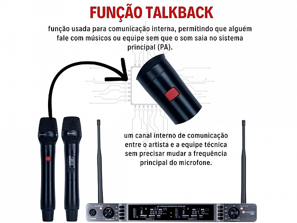 MICROFONE SEM FIO KADOSH K 622M K COM MAO DUPLO - TALKBACK