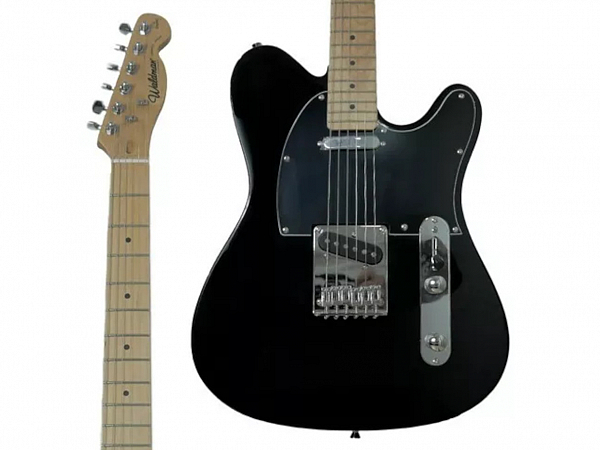 GUITARRA WALDMAN TELE GTE 100 BBK PRETA ESCUDO PRETO