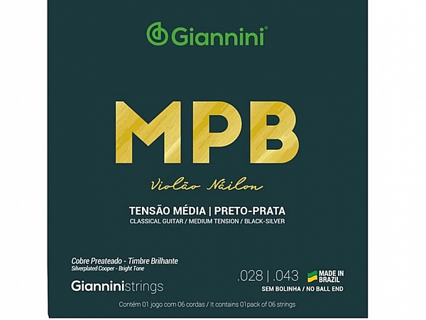 ENC GIANNINI VIOLAO NYLON GENWBS MPB PRETO/PRATA MEDIA