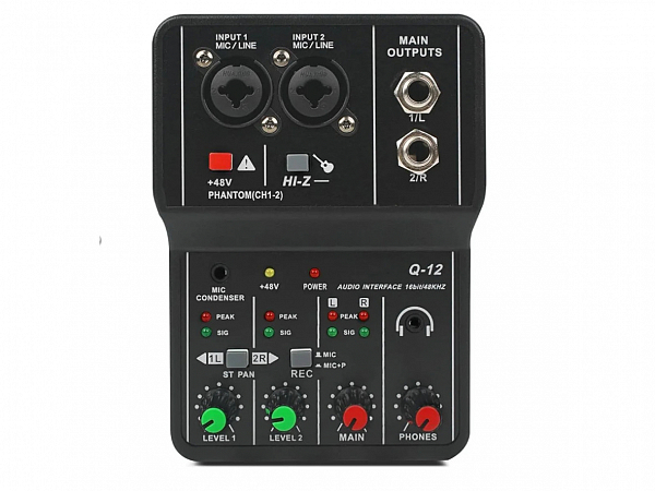 MESA TEYUN 2 CANAIS Q12 C/ INTERFACE DE AUDIO