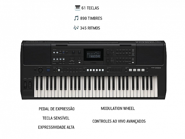 TECLADO YAMAHA ARRANJADOR PSR E583 - 61 TECLAS / SENSITIVO