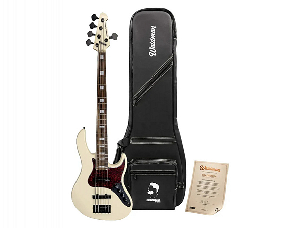 BAIXO WALDMAN 5C JAZZ BASS SIGNATURE BRAGUINHA MJJ-724BRA WHITE C/ BAG