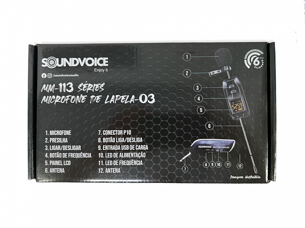 MICROFONE SEM FIO SOUNDVOICE MM 113 SERIES LAPELA - 03