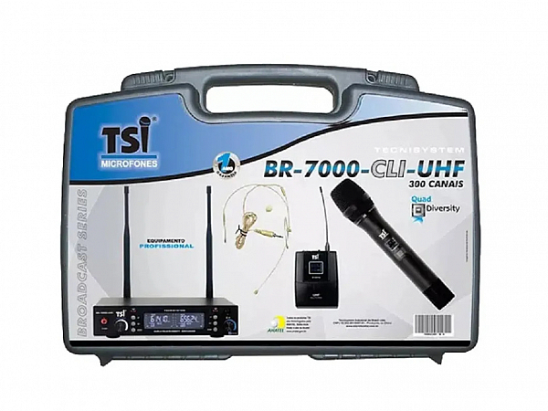 MICROFONE TSI SEM FIO BR 7000 CLI UHF MAO / HEADSET