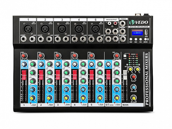 MESA VEDO 7 CANAIS EF/EQ VDA107L - BLUETOOTH