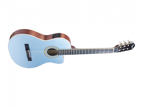 VIOLAO TAGIMA NYLON ELETRICO CARTAGENA FLAT LPBS LAKE PLACID BLUE SATIN