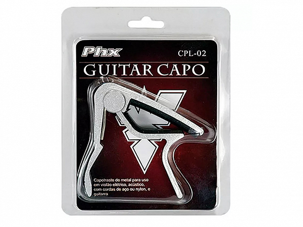 CAPOTRASTE PHX CPL02 CURVA C/ MOLA VIOLAO ACO/NYLON PRATA