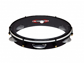 PANDEIRO CONTEMPORANEA 12 MADEIRA LIGHT 84LBK PRETO PELE CRISTAL