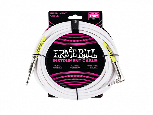 CABO ERNIE BALL 6047 BRAIDED P10 / P10L  6,09 MT WHITE