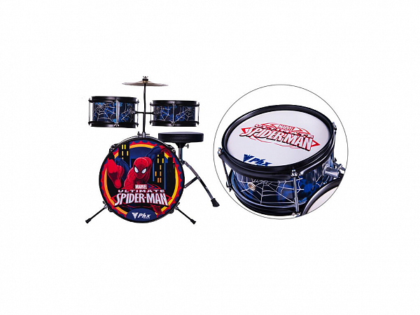 BATERIA PHX MARVEL INFANTIL SPIDER 3 PEÇAS 14 AZUL