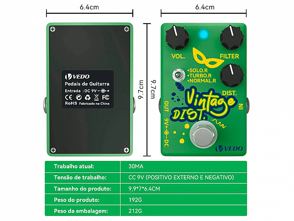 PEDAL VEDO G600P FUZZ TRUE BYPASS