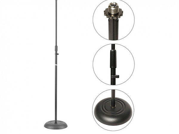 PEDESTAL MICROFONE STAGG BASE REDONDA MIS 1120 BK