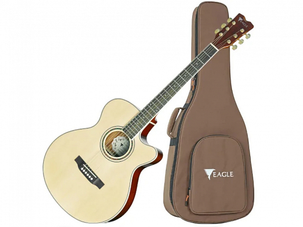 VIOLAO EAGLE AÇO ELETRICO CH 70 NATURAL - MINI JUMBO C/BAG