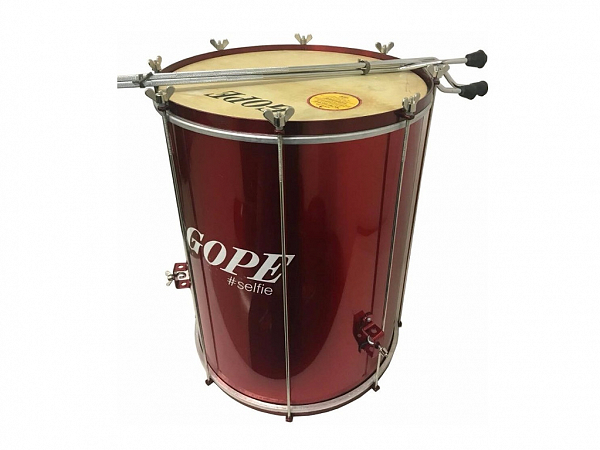 SURDO GOPE 18 TRIPE ALUMINIO/ COURO SELFIE CEREJA