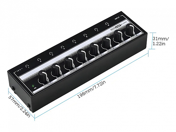 AMPLIFICADOR DE FONE VEDO HA800 - 8 CANAIS