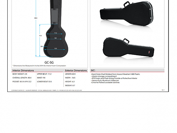 CASE GATOR GUITARRA SG GC-SG-S
