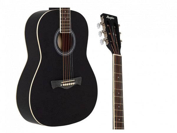 VIOLAO MEMPHIS AÇO ACUSTICO PARLOR AD 40 PRETO FOSCO