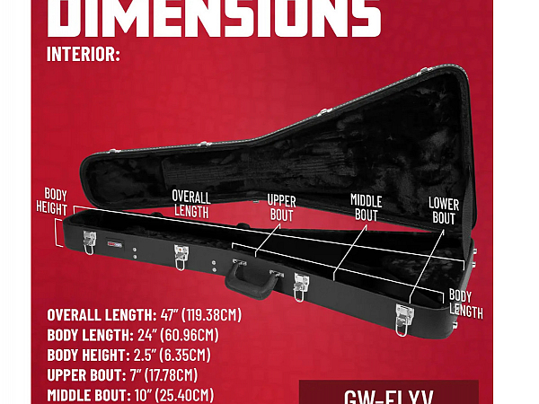 CASE GATOR GUITARRA FLY V DELUXE MADEI RA GW-FLYV