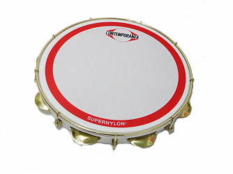 PANDEIRO CONTEMPORANEA 12 MADEIRA 43DTSSNBCS BRANCO ARO DOURADO PELE SUPER NYLON