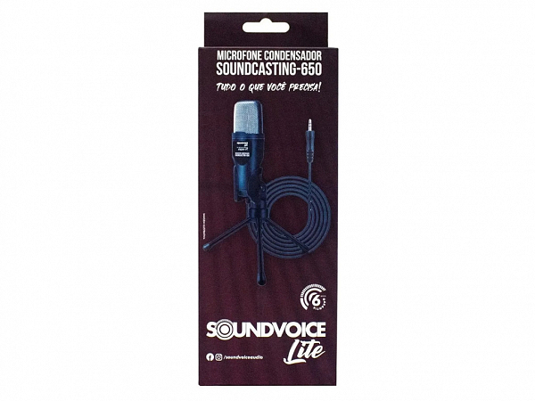 MICROFONE SOUNDVOICE LITE 650 CONDENSADOR USB/P2