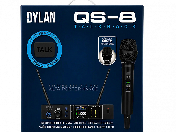 MICROFONE SEM FIO DYLAN QS 8 TALKBACK