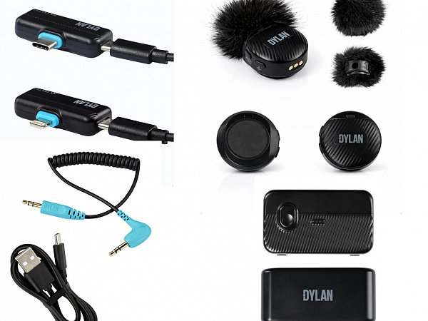 MICROFONE SEM FIO DYLAN CELEBRATE LAPELA DUPLO TM-6 COMBO USB-C / LIGHTNING / CAMERA