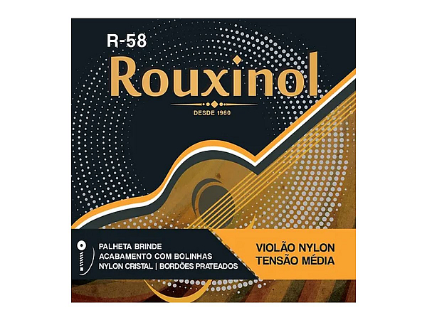 ENC ROUXINOL VIOLAO NYLON R 58 CRISTAL/PRATA C/BOLINHA MEDIA