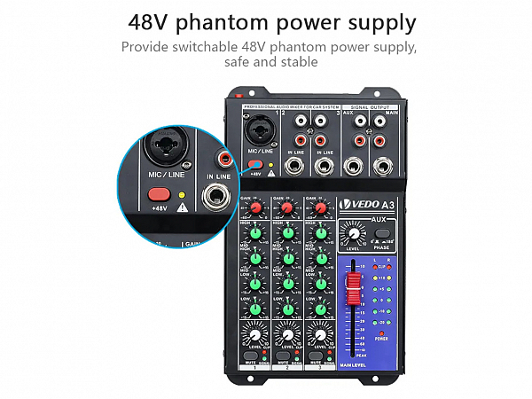 MESA VEDO AUTOMOTIVO 4 CANAIS EF/EQ A3