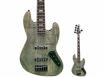 BAIXO WALDMAN JAZZ BASS 5C ATIVO GJJ505A FBF FLAMED BLACK FLAT