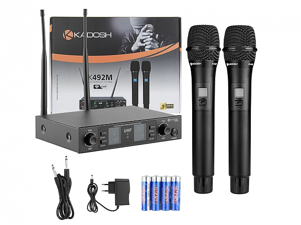 MICROFONE SEM FIO KADOSH K 492M MAO DUPLO