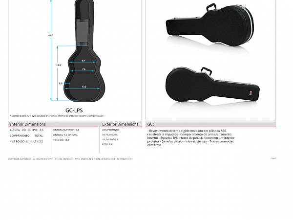 CASE GATOR GUITARRA LES PAUL GC-LPS