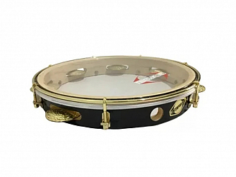 PANDEIRO CONTEMPORANEA 11 MADEIRA PRO LEVE 33CL PRETO ARO DOURADO PELE CRISTAL