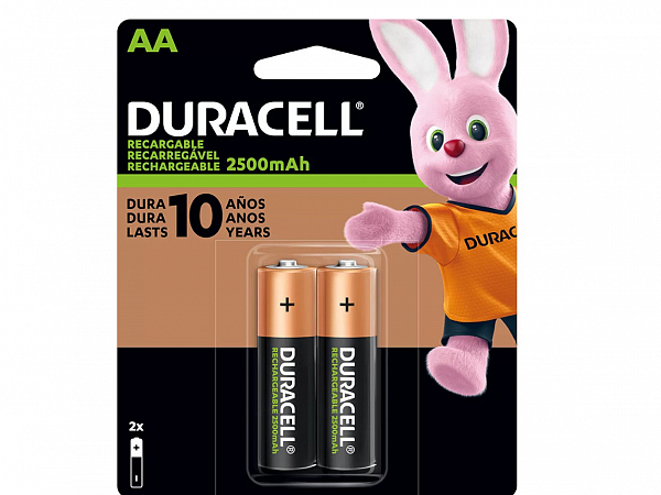 PILHA RECARREGAVEL DURACELL AA 2500MAH C/2 PILHAS