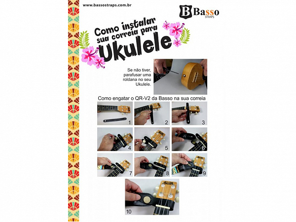 PRENDEDOR DE CORREIA BASSO UK QRV 04 UKULELE VERMELHO