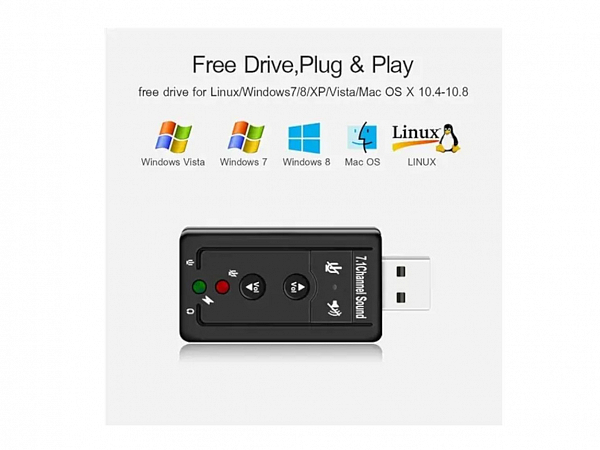 ADAPTADOR PLACA DE SOM USB 7.1 P2 FONE E MICROFONE