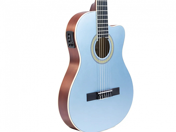 VIOLAO TAGIMA NYLON ELETRICO CARTAGENA FLAT LPBS LAKE PLACID BLUE SATIN