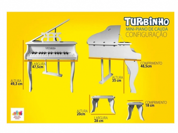 PIANO DE CAUDA TURBO INFANTIL 30 TECLAS PRETO