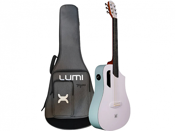 VIOLAO TAGIMA AÇO ELETRICO MINI SMART LUMI-X 36 GRW GREEN WHITE C/ CAPA -  MOBILE APP