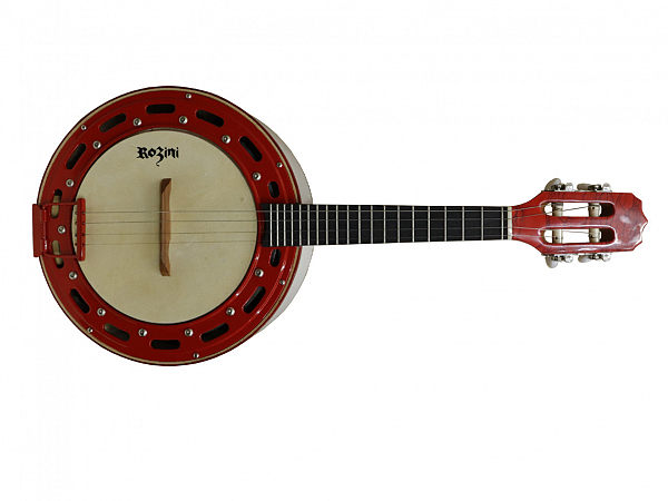 BANJO ROZINI COLOR LUXO RJ13 ELETRICO BRANCO E VERMELHO