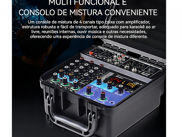 MESA AMPLIFICADA VEDO PGA42 4 CANAIS C/ CASE - 300WTS