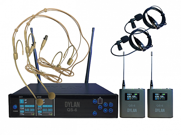 MICROFONE SEM FIO DYLAN QS 6 DUPLO HEADSET/ LAPELA/ INSTRUMENTO